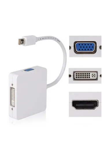3-in-1 Mini DP DisplayPort to DVI VGA Cable Adapter Cable for MacBook Pro Air Display Port Converter