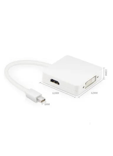 3-in-1 Mini DP DisplayPort to DVI VGA Cable Adapter Cable for MacBook Pro Air Display Port Converter