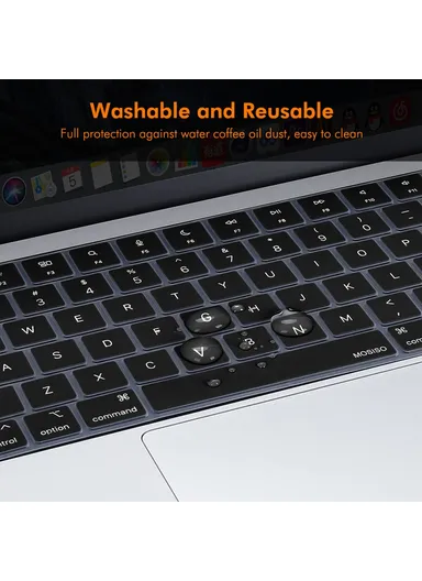 Keyboard Cover Soft Silicone Protective Film  ForMacBook Pro 14.2 / Pro 16.2 / Air 13.6 / Air 15.3 US Version - Black