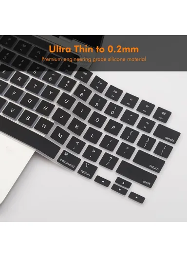Keyboard Cover Soft Silicone Protective Film  ForMacBook Pro 14.2 / Pro 16.2 / Air 13.6 / Air 15.3 US Version - Black
