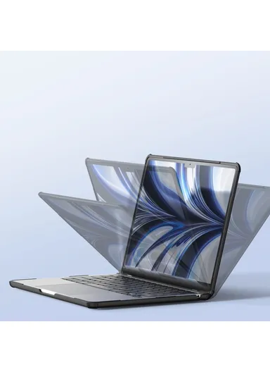 13-Inch MacBook Geometric Lines Anti-Drop Case LCGH Series, TPU+PC Laptop Cover - Black