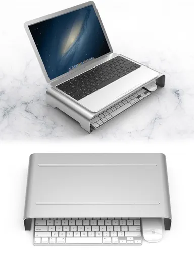 Aluminum Alloy Laptop &amp; Monitor Riser Stand, Desk Organizer Shelf Bracket - Small