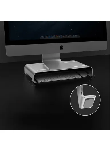 Aluminum Alloy Laptop &amp; Monitor Riser Stand, Desk Organizer Shelf Bracket - Small