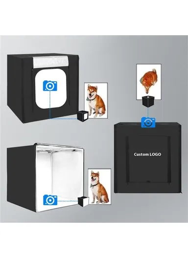 120cm Photo Studio Light Box Kit with Photography Tent, LED Light &amp; Background Board - EU Plug