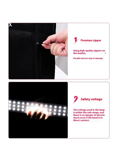 120cm Photo Studio Light Box Kit with Photography Tent, LED Light &amp; Background Board - EU Plug