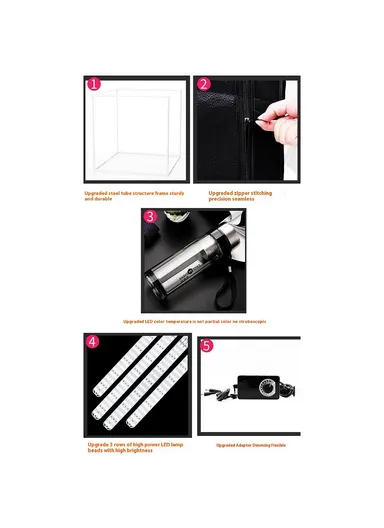 120cm Photo Studio Light Box Kit with Photography Tent, LED Light &amp; Background Board - EU Plug