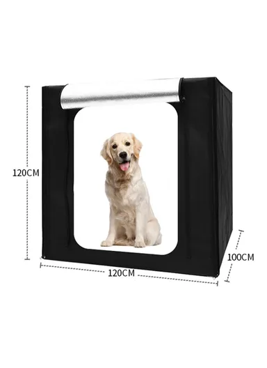 120cm Photo Studio Light Box Kit with Photography Tent, LED Light &amp; Background Board - EU Plug