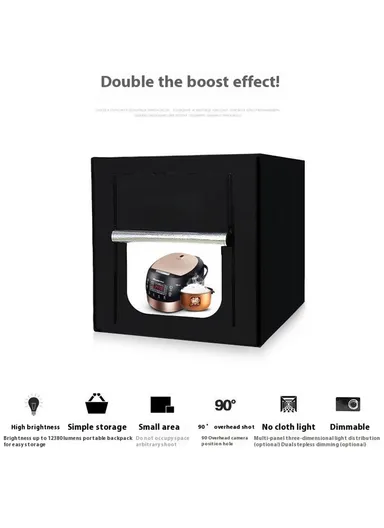 120cm Photo Studio Light Box Kit with Photography Tent, LED Light &amp; Background Board - EU Plug