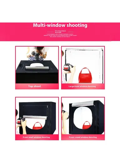 120cm Photo Studio Light Box Kit with Photography Tent, LED Light &amp; Background Board - EU Plug