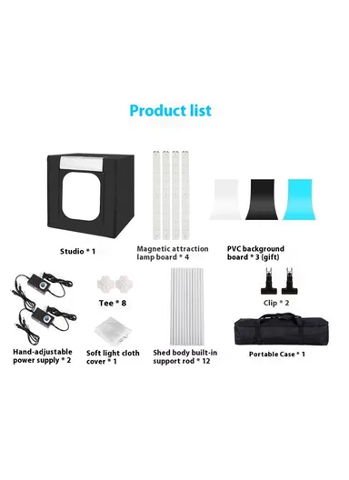 100cm Photo Studio Light Box Kit Photography Shooting Tent with LED Lights Backgrounds - EU Plug