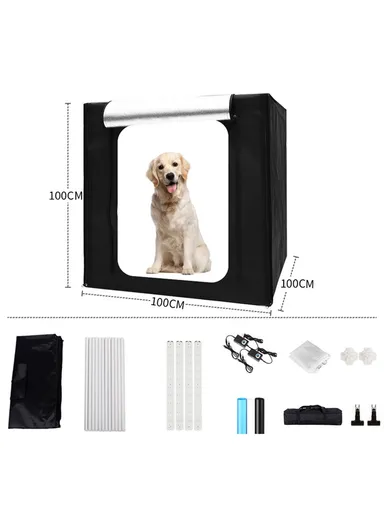 100cm Photo Studio Light Box Kit Photography Shooting Tent with LED Lights Backgrounds - EU Plug