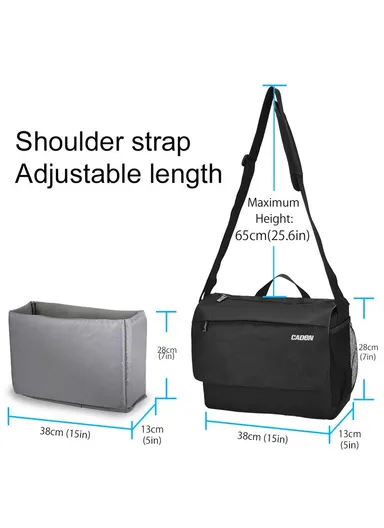Large Capacity Water-Resistant DSLR Camera Messenger Shoulder Bag for Outdoor Travel, Adjustable Padded Interior, Anti-Theft Flap, Ventilated Shoulder Strap &amp; Tripod Straps