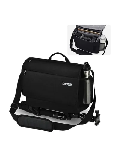 Large Capacity Water-Resistant DSLR Camera Messenger Shoulder Bag for Outdoor Travel, Adjustable Padded Interior, Anti-Theft Flap, Ventilated Shoulder Strap &amp; Tripod Straps