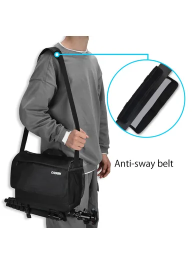 Large Capacity Water-Resistant DSLR Camera Messenger Shoulder Bag for Outdoor Travel, Adjustable Padded Interior, Anti-Theft Flap, Ventilated Shoulder Strap &amp; Tripod Straps