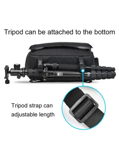 Large Capacity Water-Resistant DSLR Camera Messenger Shoulder Bag for Outdoor Travel, Adjustable Padded Interior, Anti-Theft Flap, Ventilated Shoulder Strap &amp; Tripod Straps