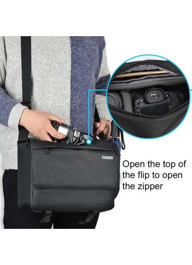 Large Capacity Water-Resistant DSLR Camera Messenger Shoulder Bag for Outdoor Travel, Adjustable Padded Interior, Anti-Theft Flap, Ventilated Shoulder Strap &amp; Tripod Straps
