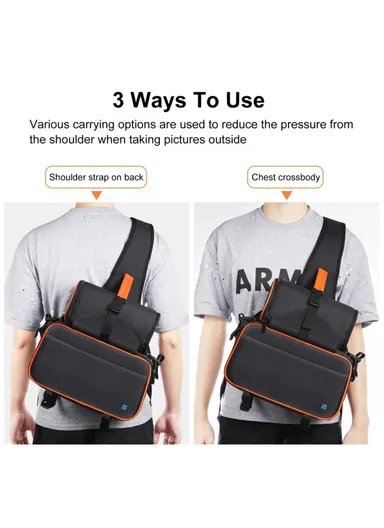 Triangle-Style Waterproof SLR Camera Chest Bag with Detachable Lens Pouch, Anti-Theft Design, Shockproof Back Pad &amp; Adjustable Strap