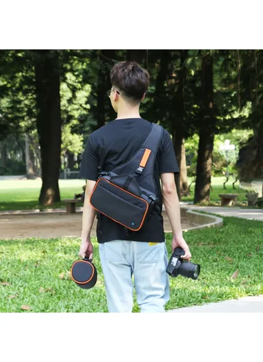 Triangle-Style Waterproof SLR Camera Chest Bag with Detachable Lens Pouch, Anti-Theft Design, Shockproof Back Pad &amp; Adjustable Strap