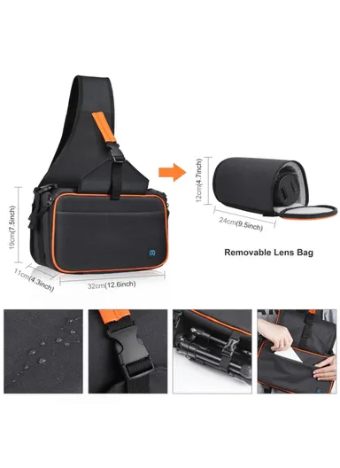 Triangle-Style Waterproof SLR Camera Chest Bag with Detachable Lens Pouch, Anti-Theft Design, Shockproof Back Pad &amp; Adjustable Strap