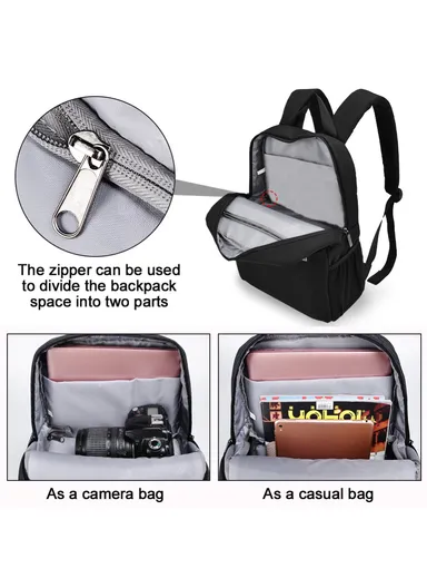Waterproof SLR/DSLR Camera Backpack Travel Case, Anti-Theft, Shock-Absorbing Leisure Bag for Canon, Nikon, Sony Cameras &amp; Lenses – Black