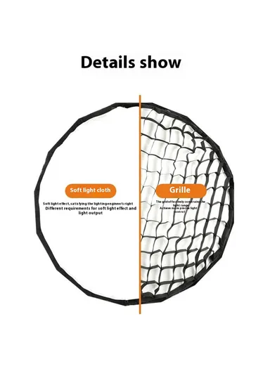 90cm Deep Parabolic Softbox with Grille – Quick Release Bowens Mount for Studio Lighting 