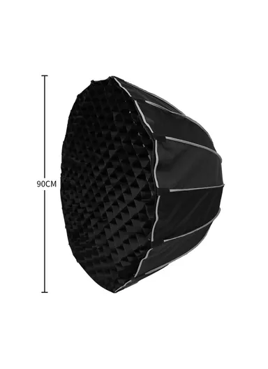 90cm Deep Parabolic Softbox with Grille – Quick Release Bowens Mount for Studio Lighting 