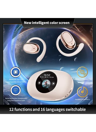 400mAh Wireless Bluetooth-compatible Earphones Air Conduction Sport Running Earhook Open-Ear Headset YX39 - Pink