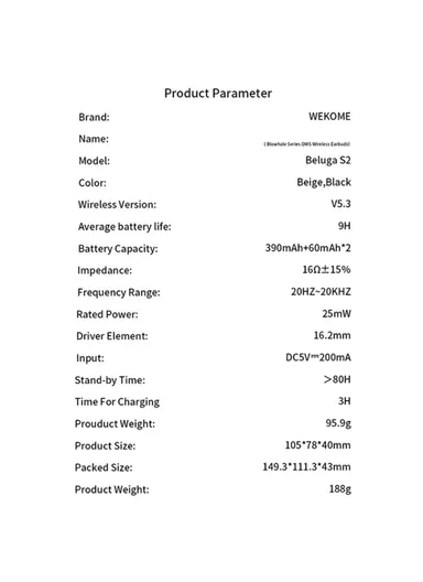 510mAh OWS Bluetooth-compatible Earhook Headset Wireless Earphone with Charging Case Beluga S2 - Beige