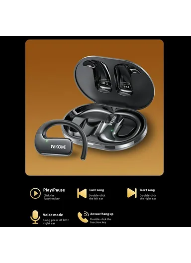 400mAh Wireless Open Ear Headphones, OWS Hanging Earbuds, Multi-Use Long Battery Life Earbuds WS-17 - White