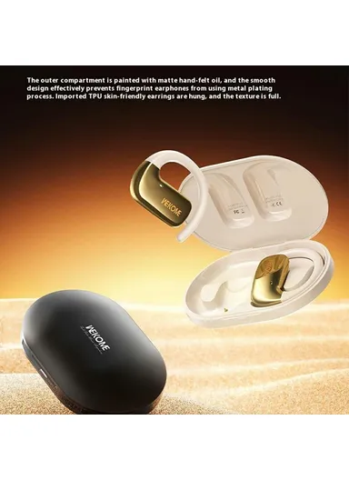 400mAh Wireless Open Ear Headphones, OWS Hanging Earbuds, Multi-Use Long Battery Life Earbuds WS-17 - Black