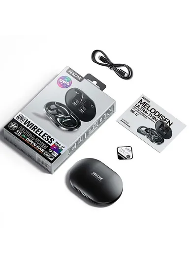 400mAh Wireless Open Ear Headphones, OWS Hanging Earbuds, Multi-Use Long Battery Life Earbuds WS-17 - Black