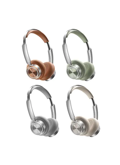 Portable Retro Design Wireless Headphones, Bluetooth-Compatible On-Ear Headset with Noise Cancellation RB-830HB - Gold