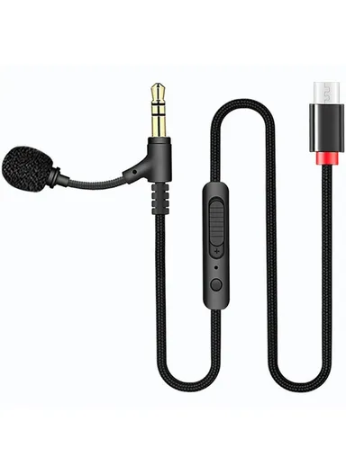 1.5m Type-C Male to 3.5mm Male Wire Control Audio Cable with Dual Microphone for Headset
