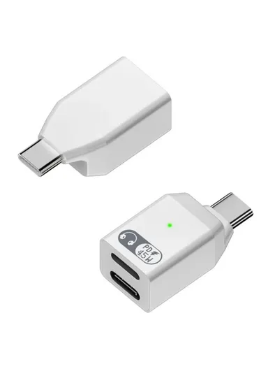45W Type-C to iP + Type-C PD Fast Charging HiFi Sound Headphone Adapter - White