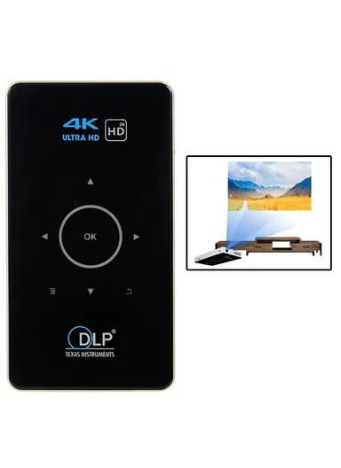 1GB+8GB Mini HD 4K Movie DLP Android Projector WiFi Bluetooth-Compatible Office Home Video Projector EU Plug C6