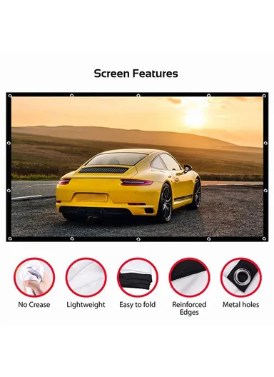 16:9 Parties Home Theater Folded HD Projector Screen High Resolution Projection Screen with 6 Stick Hook (W2.2 x H1.24)m - 100 Inch