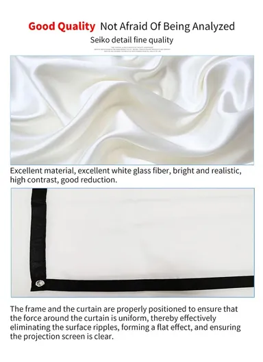 16:9 Parties Home Theater Folded HD Projector Screen High Resolution Projection Screen with 6 Stick Hook (W2.2 x H1.24)m - 100 Inch