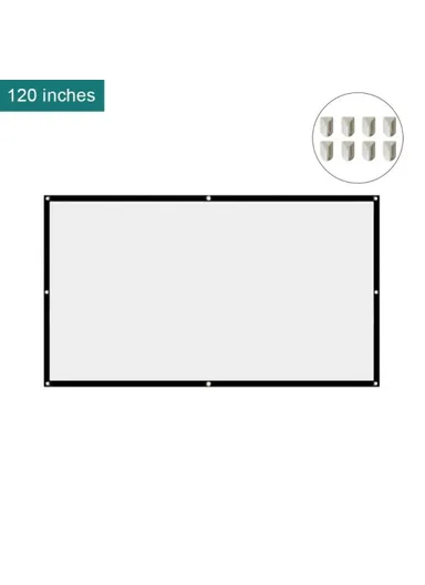 16:9 Parties Home Theater Folded HD Projector Screen High Resolution Projection Screen with 8 Stick Hook (W2.65 x H1.5)m - 120 Inch
