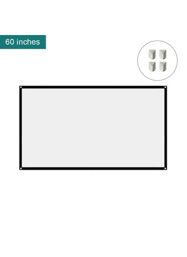 16:9 Parties Home Theater Folded HD Projector Screen High Resolution Projection Screen with 4 Stick Hook (W1.33 x H0.75)cm - 60 Inch