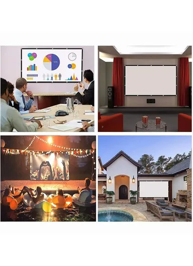 16:9 Parties Home Theater Folded HD Projector Screen High Resolution Projection Screen with 4 Stick Hook (W1.33 x H0.75)cm - 60 Inch