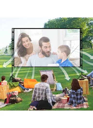 100-Inch 16:9 Projection Curtain Movie Projector Screen Home Theater Office with Stand &amp; Storage Bag (W221 x H125)cm
