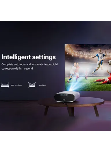 Android 9 Projector Auto Focus Full HD 1080P LCD Video Projector Home Theater Q7 (L28.5 x W29.5 x H11)cm - EU Plug