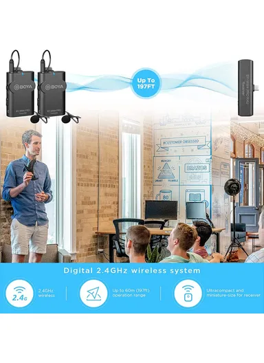 Dual Channel 2.4 GHz Wireless Microphone System for Android &amp; Type-C Devices BY-WM4 Pro K6