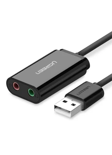 USB Audio Adapter External Stereo Sound Card with 3.5mm Headphone and Microphone Jack for Windows Mac, Linux PC Laptop PS4 30724