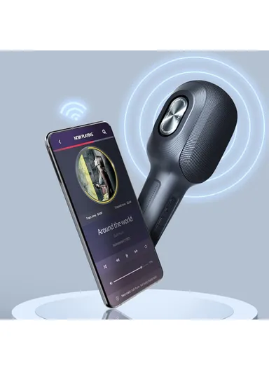 Wireless Bluetooth-compatible Karaoke Microphone Rechargeable Home KTV Party Handheld Mic Speaker S58 - Pink