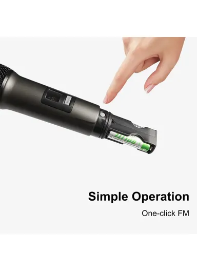 Moving Coil Microphone U-Band FM Wireless Mic with Receiver Home Karaoke Microphone W-14 - Blue