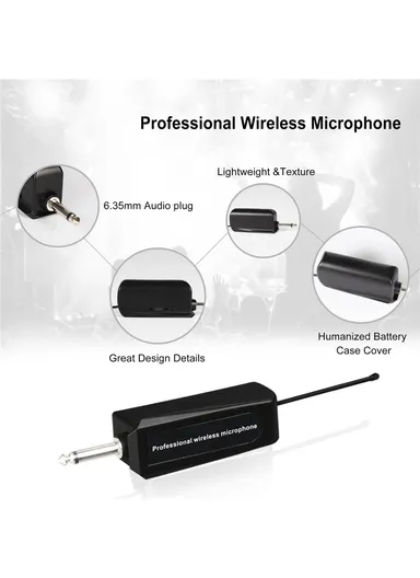 Moving Coil Microphone U-Band FM Wireless Mic with Receiver Home Karaoke Microphone W-14 - Blue