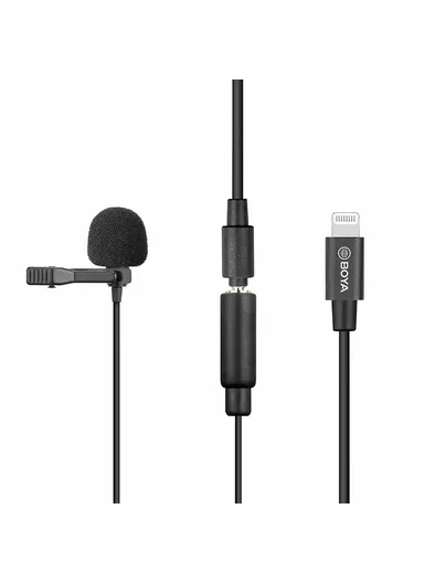 Lavalier Microphone Omnidirectional Condenser Mic with 3.5mm TRS Cable Detachable Single Head for iOS Smartphone BY-M2