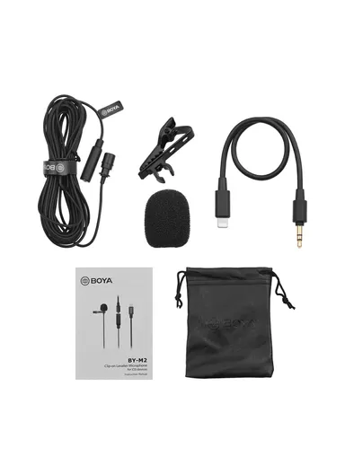 Lavalier Microphone Omnidirectional Condenser Mic with 3.5mm TRS Cable Detachable Single Head for iOS Smartphone BY-M2