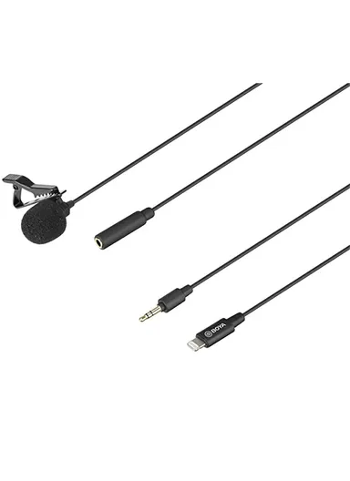 Lavalier Microphone Omnidirectional Condenser Mic with 3.5mm TRS Cable Detachable Single Head for iOS Smartphone BY-M2